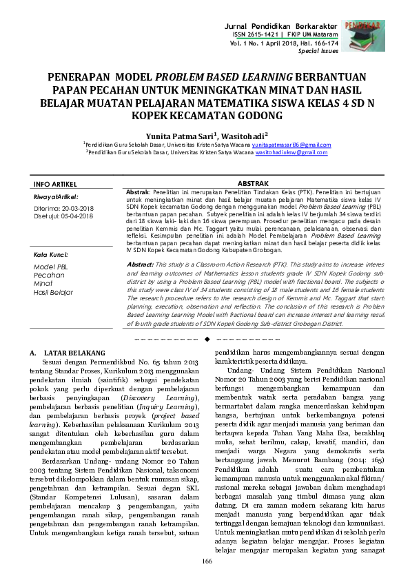 (PDF) Penerapan Model Problem Based Learning Berbantuan Papan Pecahan ...
