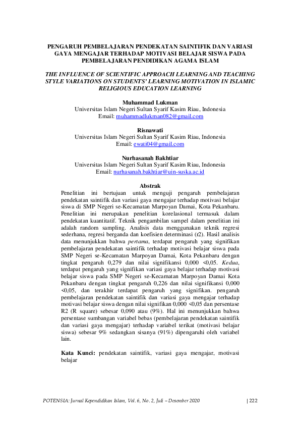 Pengaruh Pendekatan Saintifik dalam Mengajar