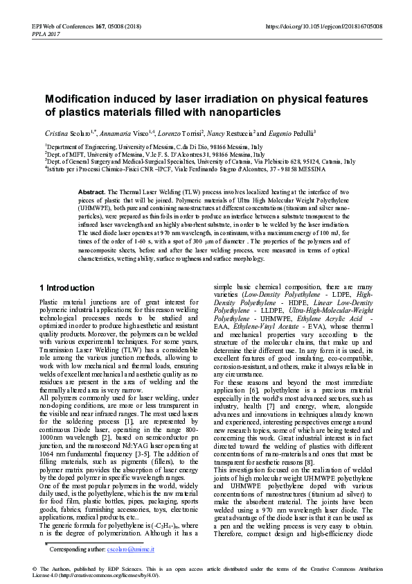 (PDF) Modification induced by laser irradiation on physical features of ...