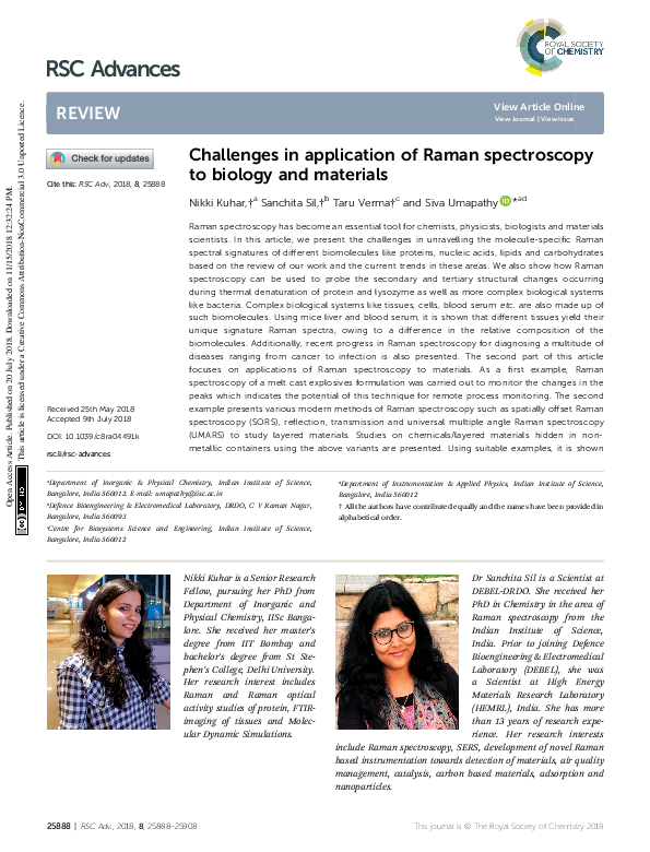 (PDF) Challenges in application of Raman spectroscopy to biology and ...