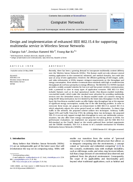 (PDF) Design and implementation of enhanced IEEE 802.15.4 for ...