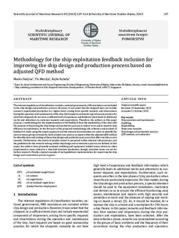 (PDF) Methodology for the Ship Exploitation Feedback Inclusion for ...