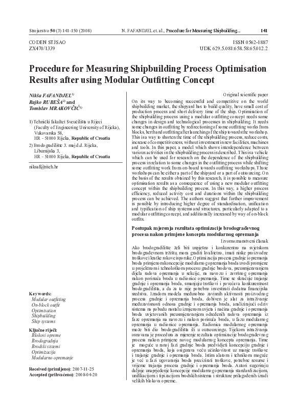 (PDF) Procedure for Measuring Shipbuilding Process Optimisation Results ...