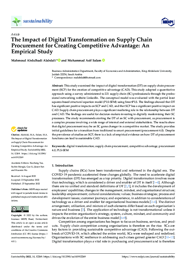 (PDF) The Impact of Digital Transformation on Supply Chain Procurement ...