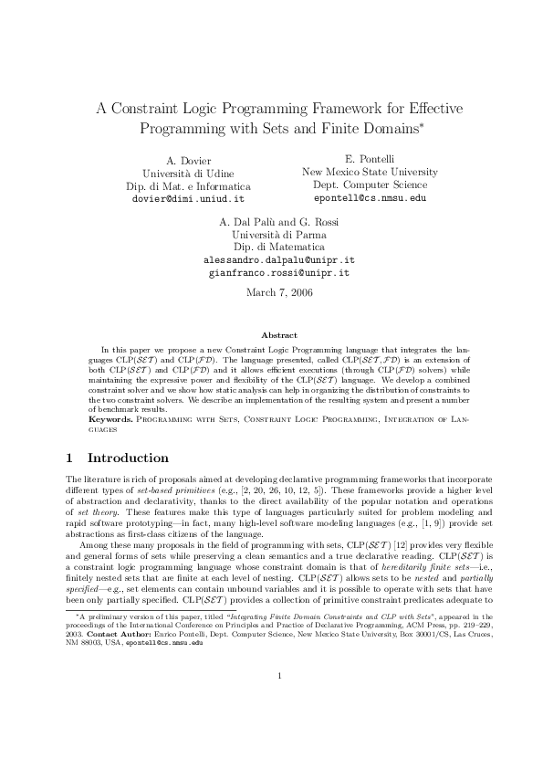 (PDF) A Constraint Logic Programming Framework for Effective ...
