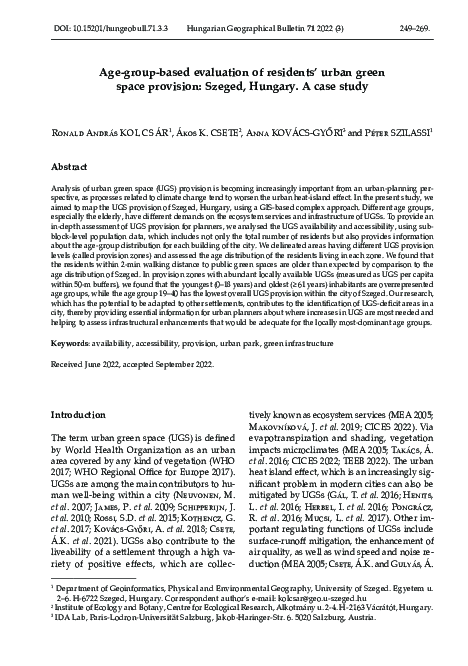 (PDF) Age-group-based evaluation of residents’ urban green space ...