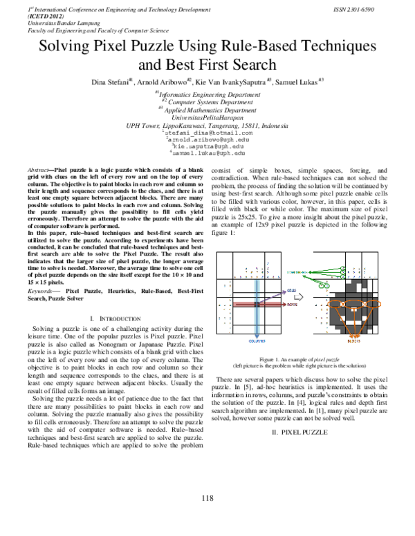 (PDF) Solving Pixel Puzzle Using Rule-Based Techniques and Best First ...