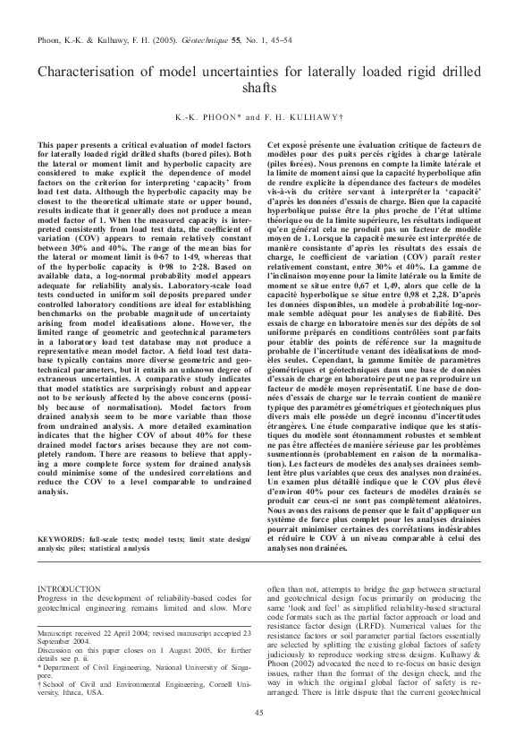 (PDF) Characterisation of model uncertainties for laterally loaded ...