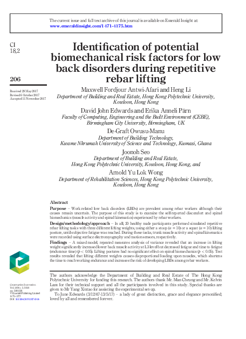 (PDF) Identification of potential biomechanical risk factors for low ...