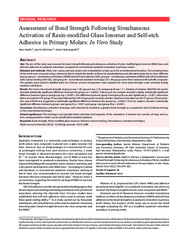 (PDF) Assessment of Bond Strength Following Simultaneous Activation of