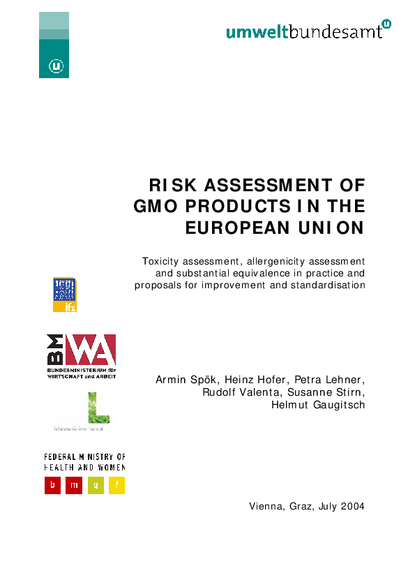 (PDF) Risk Assessment of Gmo Products in the European Union | Susanne ...
