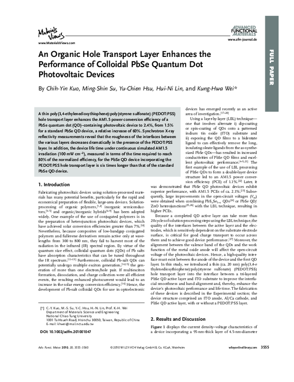 (PDF) An Organic Hole Transport Layer Enhances the Performance of ...