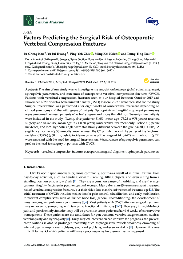 (PDF) Factors Predicting the Surgical Risk of Osteoporotic Vertebral ...