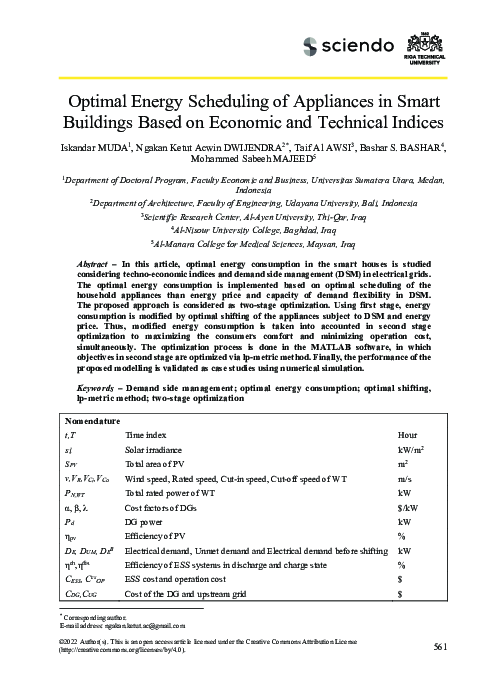 (PDF) Optimal Energy Scheduling of Appliances in Smart Buildings Based ...