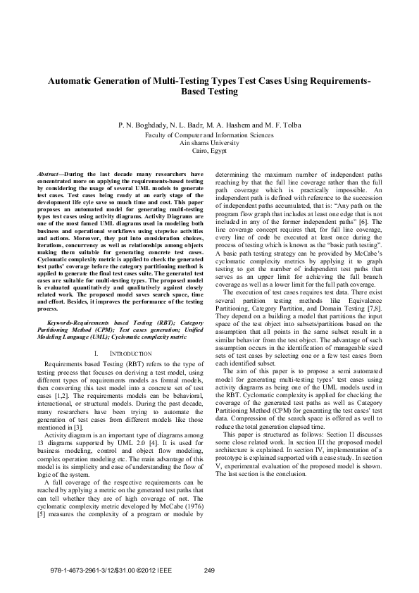 (PDF) Automatic generation of multi-testing types test cases using ...