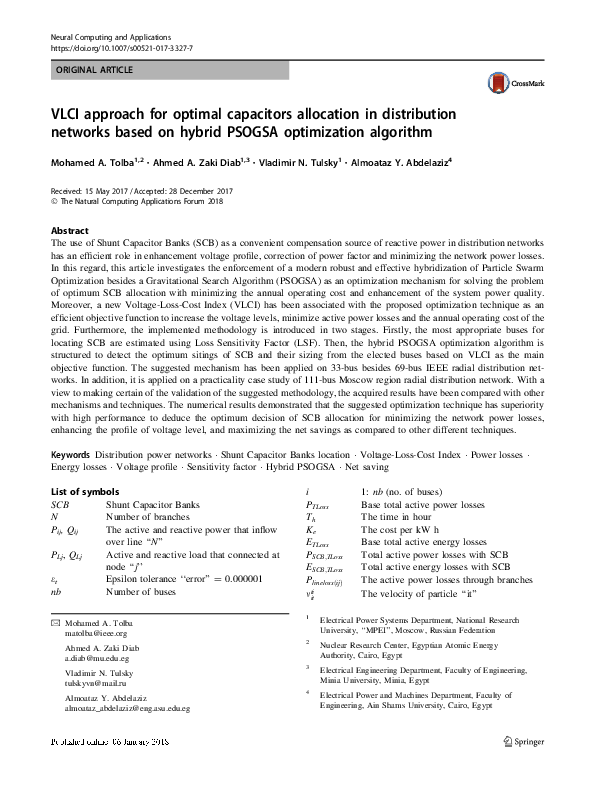 (PDF) VLCI approach for optimal capacitors allocation in distribution ...