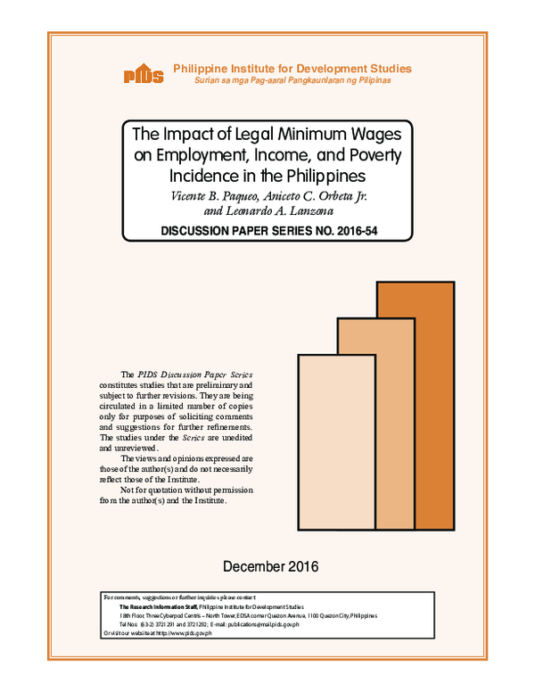(PDF) The impact of legal minimum wages on employment, income, and ...