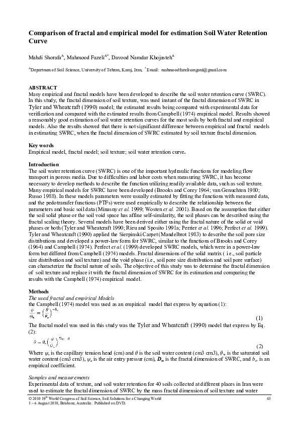 (PDF) Comparison of fractal and empirical model for estimation soil ...