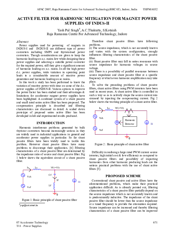 (PDF) Active Filter for Harmonic Mitigation for Magnet Power Supplies ...
