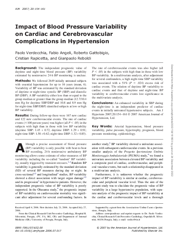 (PDF) Impact of blood pressure variability on cardiac and ...