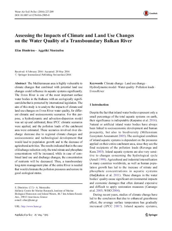 Pdf Assessing The Impacts Of Climate And Land Use Changes On The