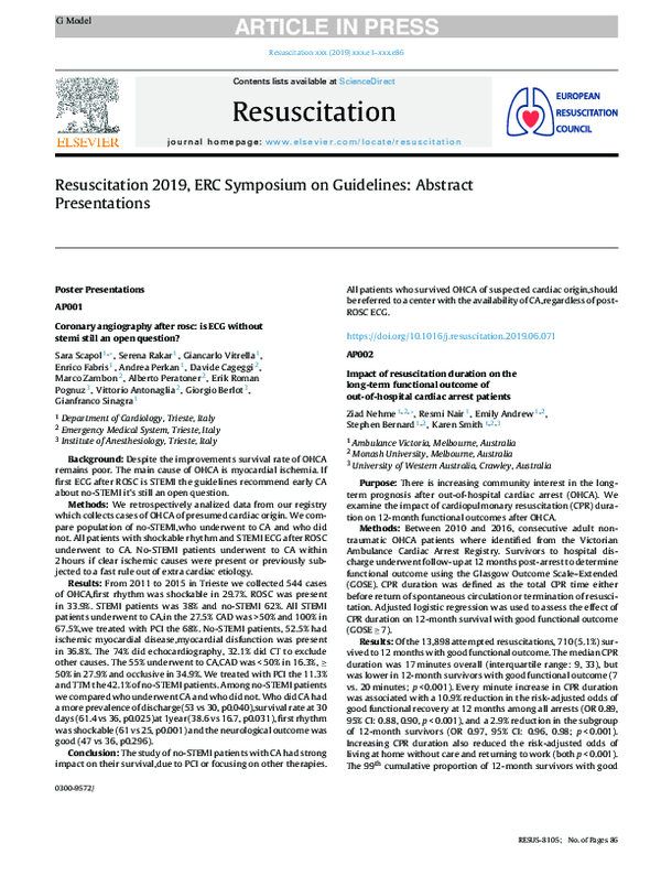 (PDF) Coronary angiography after rosc: is ECG without stemi still an ...