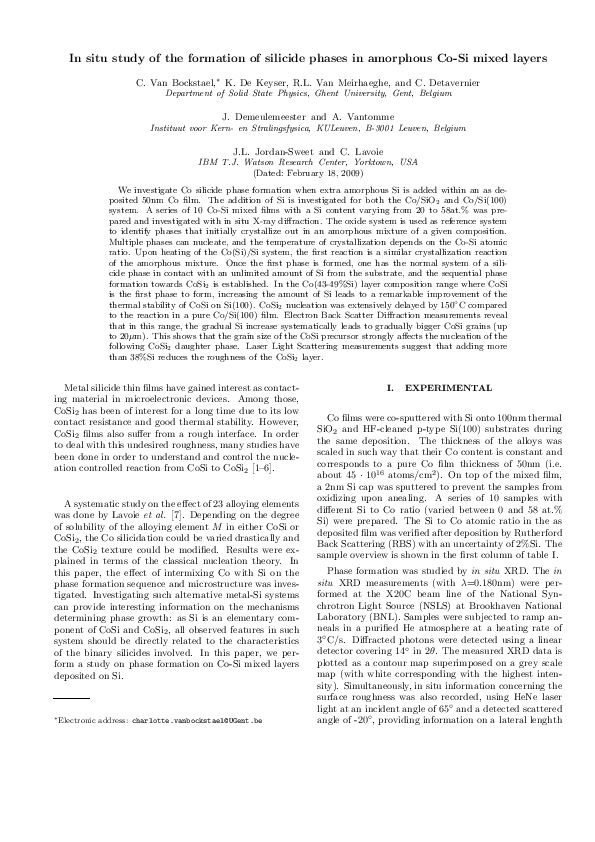 (PDF) In situ study of the formation of silicide phases in amorphous Co ...
