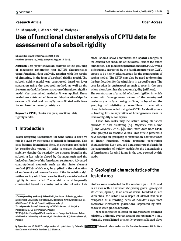 (PDF) Use of functional cluster analysis of CPTU data for assessment of ...