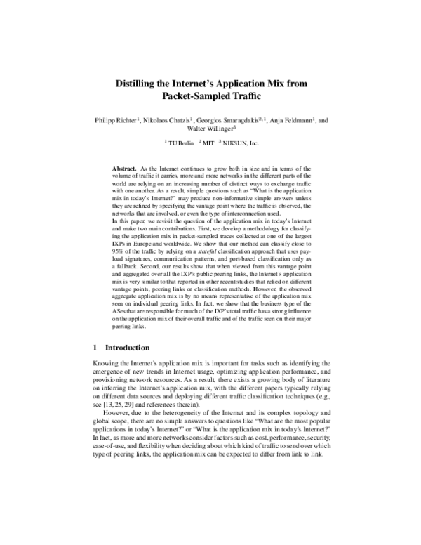 (PDF) Distilling the Internet’s Application Mix from Packet-Sampled Traffic