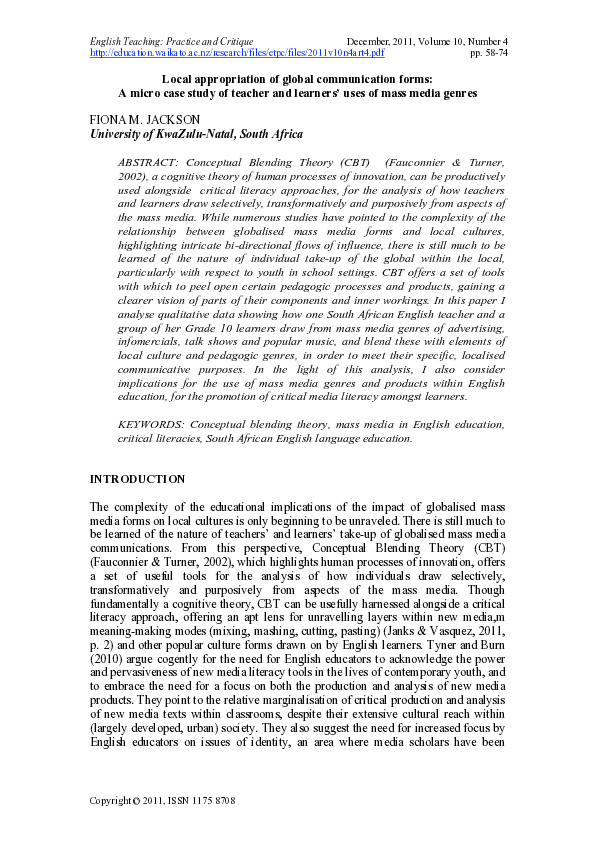 (PDF) Local appropriation of global communication forms: A micro case ...