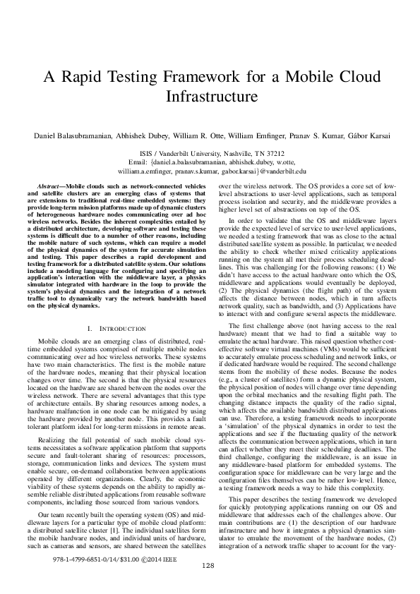 (PDF) A Rapid Testing Framework for a Mobile Cloud