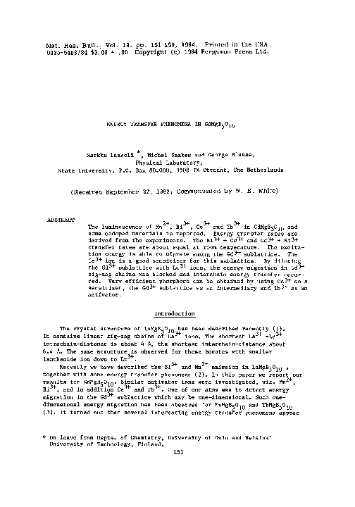 Energy transfer phenomena in GdMgB5O10