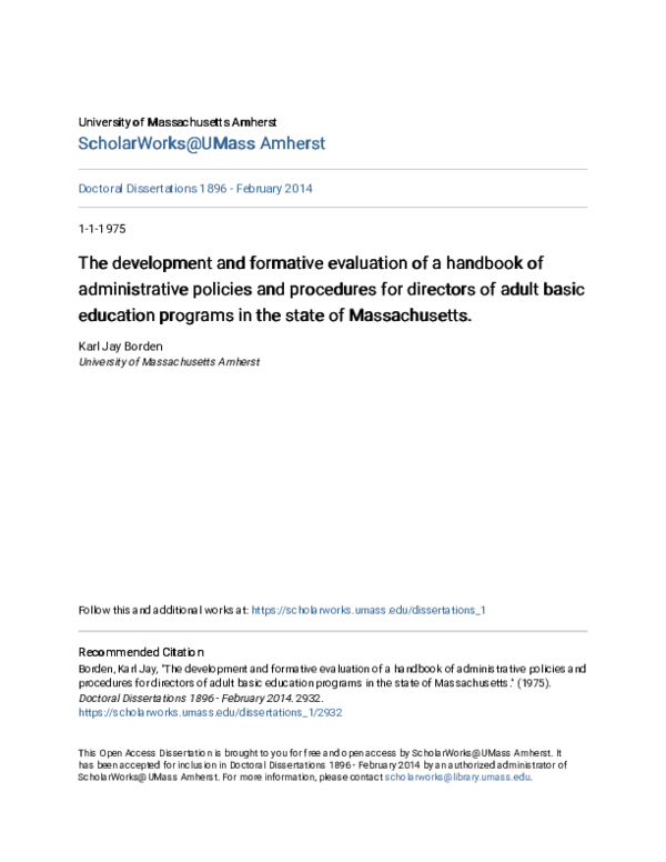 (PDF) The development and formative evaluation of a handbook of ...