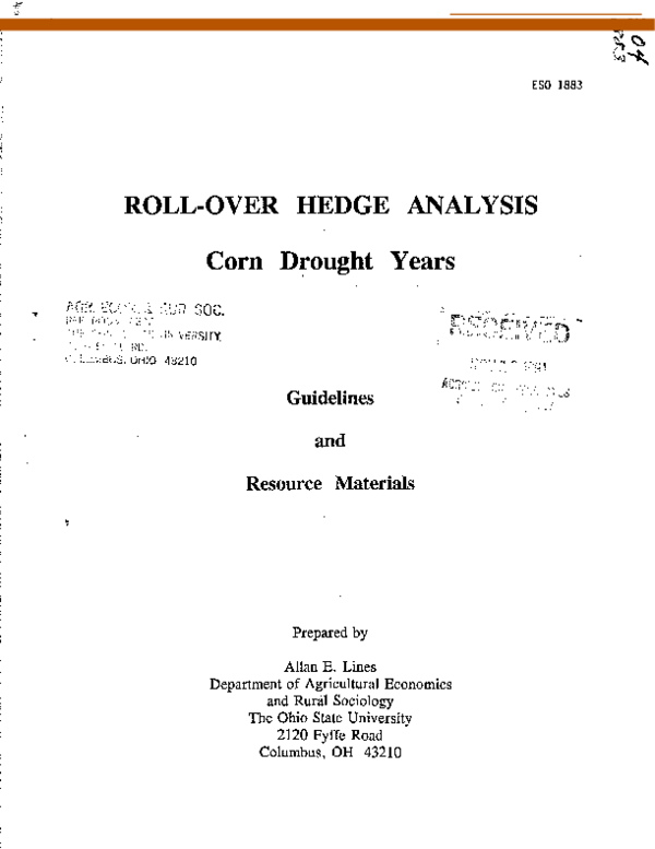 (PDF) Roll-Over Hedge Analysis: Corn Drought Years