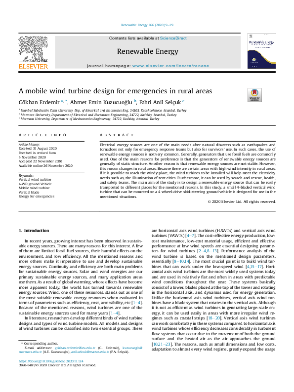 (PDF) A mobile wind turbine design for emergencies in rural areas