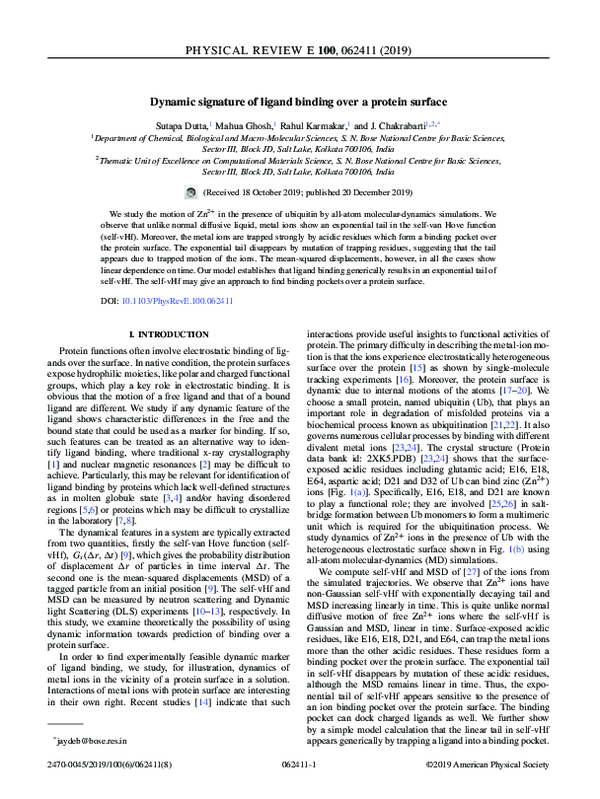 (PDF) Dynamic signature of ligand binding over a protein surface