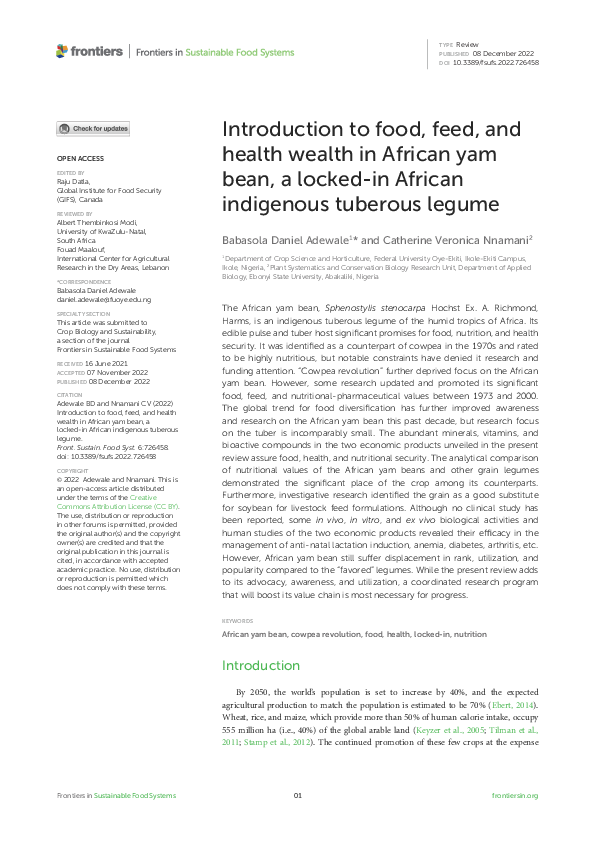 (PDF) Introduction to food, feed, and health wealth in African yam bean ...