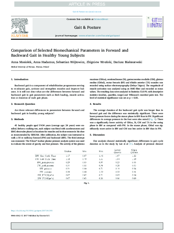 (PDF) Comparison of Selected Biomechanical Parameters in Forward and ...