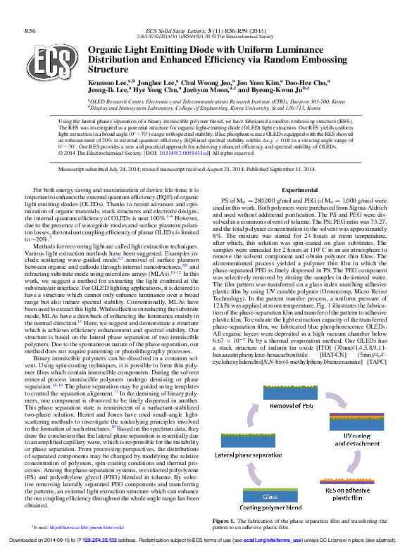(PDF) Organic Light Emitting Diode with Uniform Luminance Distribution ...
