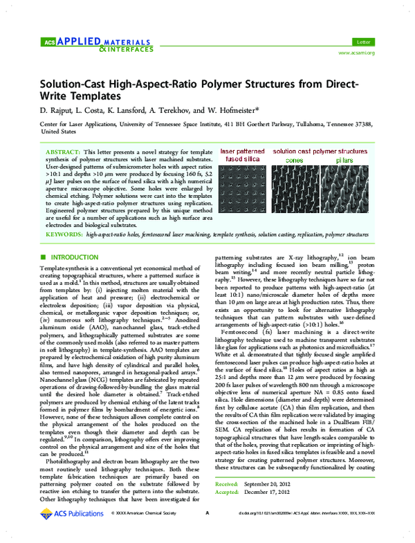 (PDF) Solution-Cast High-Aspect-Ratio Polymer Structures from Direct ...