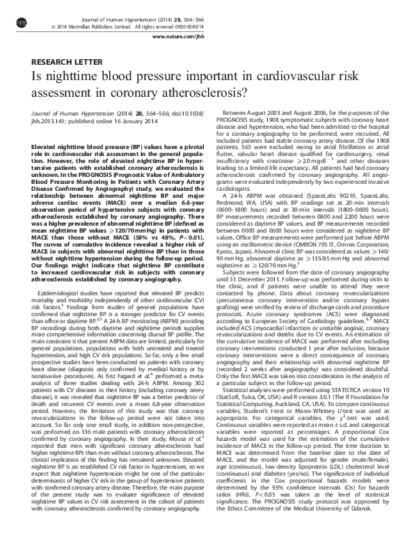 (PDF) Is nighttime blood pressure important in cardiovascular risk ...