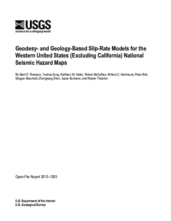 (PDF) Geodesy and geologybased sliprate models for the Western United States (excluding