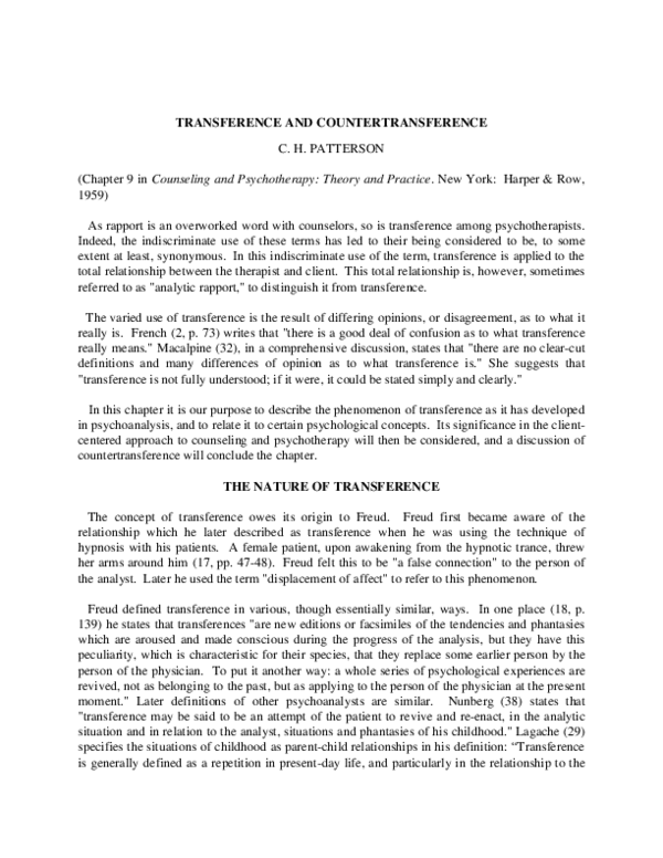 (PDF) Transference and Countertransference
