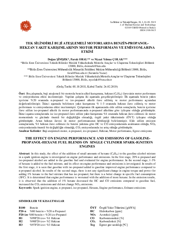 (PDF) The Effect on Engine Performance and Emissions of Gasoline ...