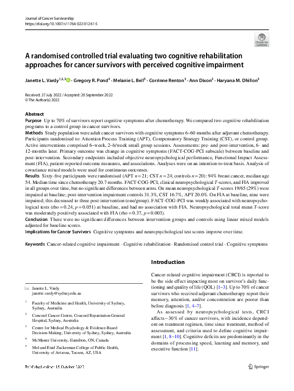 (PDF) A randomised controlled trial evaluating two cognitive ...