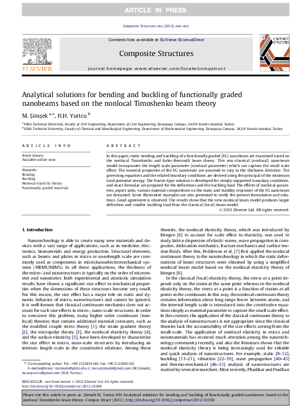 (PDF) Analytical solutions for bending and buckling of functionally ...
