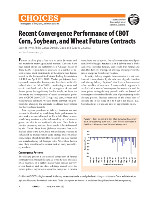 (PDF) Recent Convergence Performance of CBOT Corn, Soybean, and Wheat ...