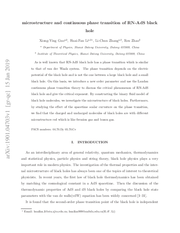 (PDF) Microstructure and continuous phase transition of a Reissner ...