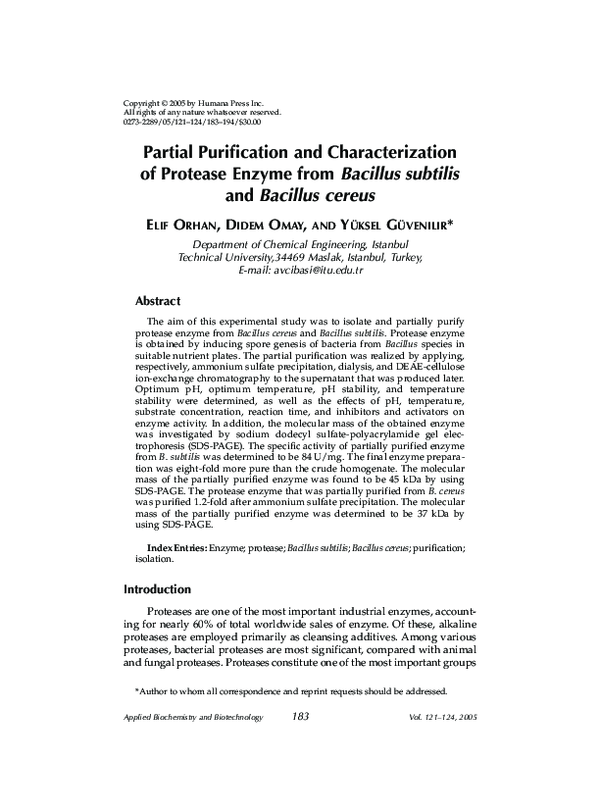 (PDF) Partial Purification and Characterization of Protease Enzyme from ...