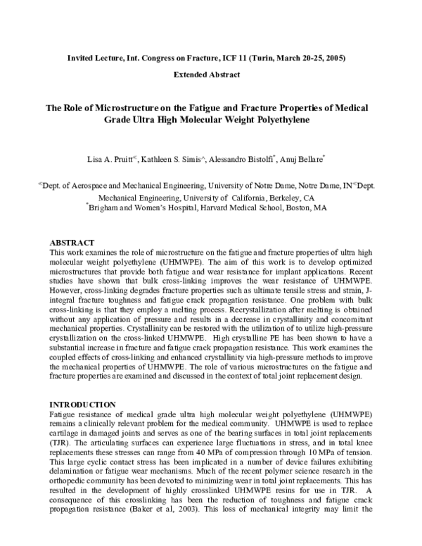 (PDF) The Role of Microstructure on the Fatigue and Fracture Properties ...